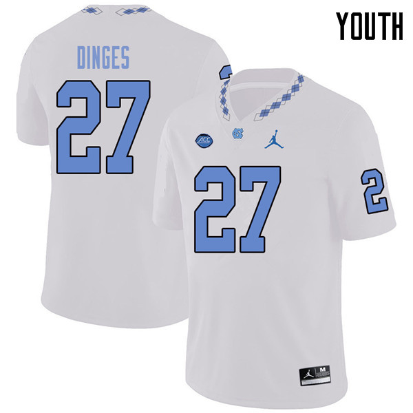 Jordan Brand Youth #27 Jack Dinges North Carolina Tar Heels College Football Jerseys Sale-White